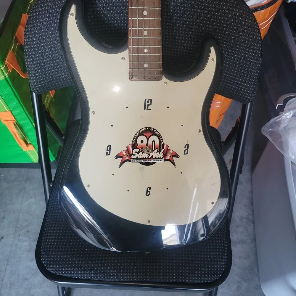 Vintage Sam Ash Music Guitar Wall Clock Celebrating 80th Year 1924-2004